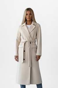Women's Double-Breasted Belted Trench Coat – Elegant Mid-Length Outerwear for Everyday and Formal Wear