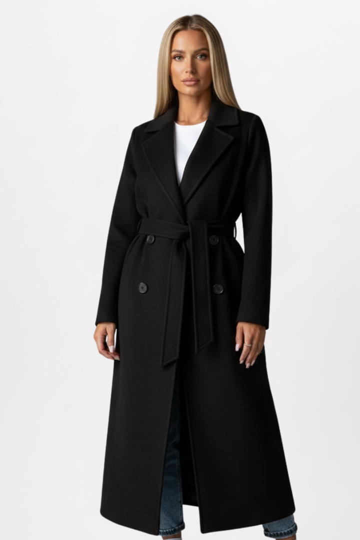 Women's Double-Breasted Belted Trench Coat – Elegant Mid-Length Outerwear for Everyday and Formal Wear
