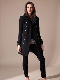 Manteau d’hiver en laine à double boutonnage pour femme