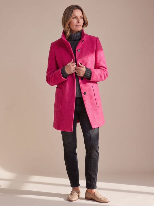 Women's Elegant Stand-Collar Button-Front Winter Coat