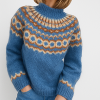 Women's Fair Isle Turtleneck Sweater with Circular Yoke