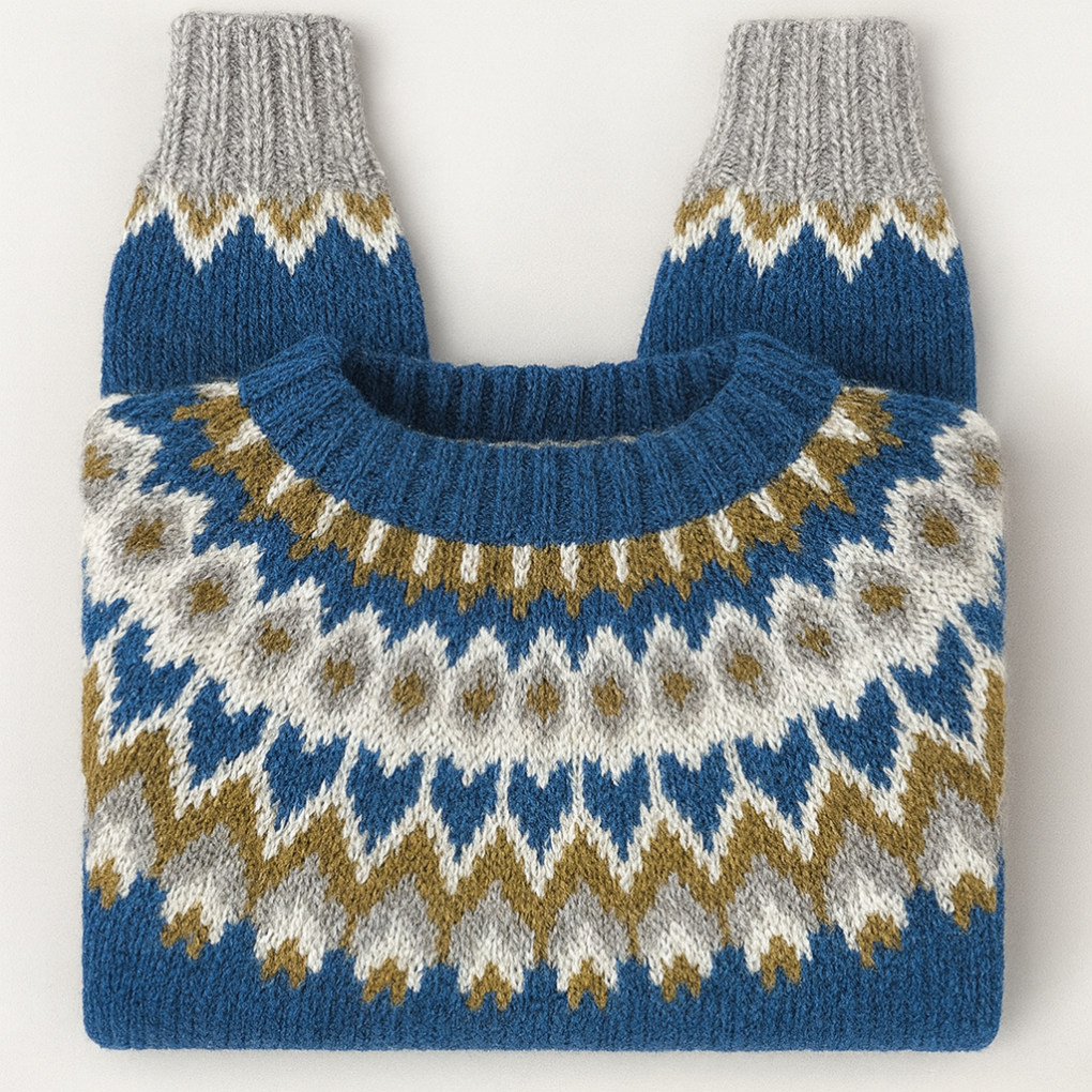 Women's Fair Isle Turtleneck Sweater with Circular Yoke
