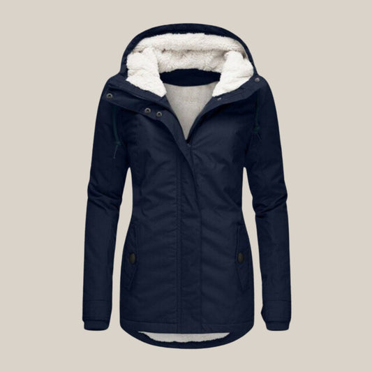 Women's Fleece-Lined Hooded Quilted Windproof Winter Parka