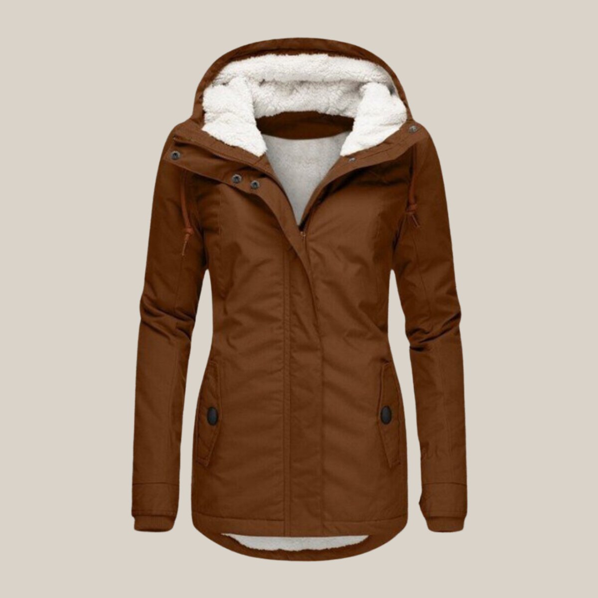 Women's Fleece-Lined Hooded Quilted Windproof Winter Parka