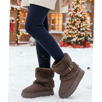 Women's Fur-Trimmed Slip-On Winter Snow Boots