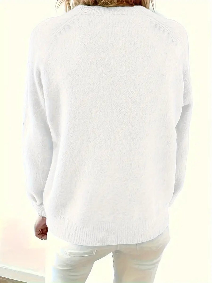 Women's Half-Button V-Neck Knit Pullover Sweater
