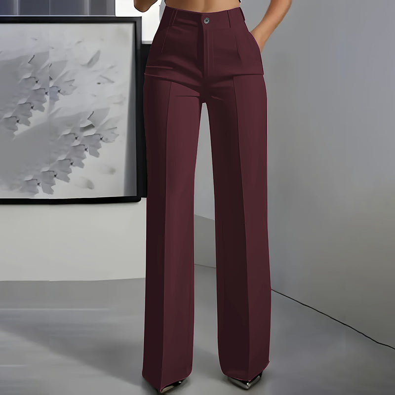 Women's High-Waist Straight-Leg Dress Pants with Crease