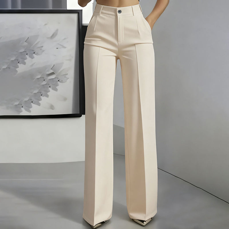 Women's High-Waist Straight-Leg Dress Pants with Crease