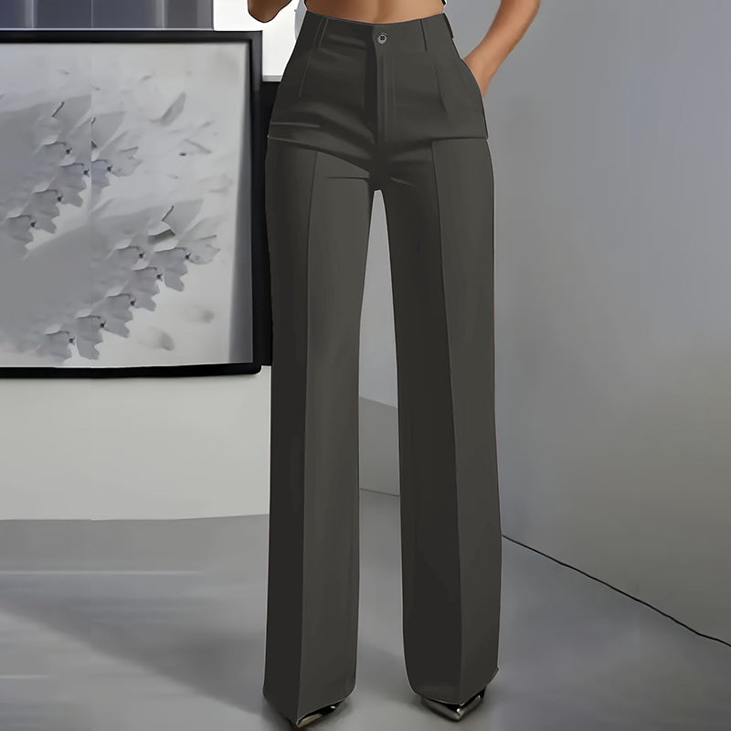 Women's High-Waist Straight-Leg Dress Pants with Crease