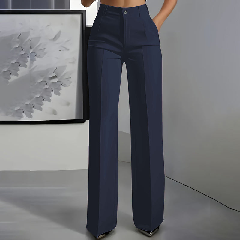 Women's High-Waist Straight-Leg Dress Pants with Crease