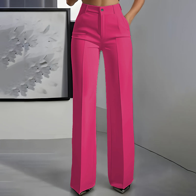 Women's High-Waist Straight-Leg Dress Pants with Crease