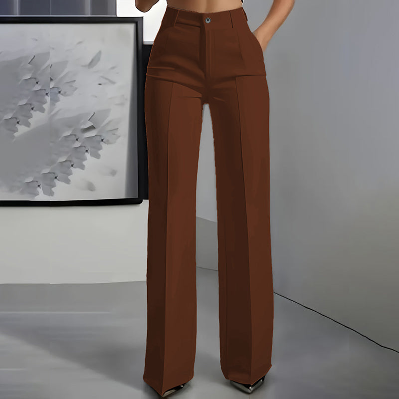 Women's High-Waist Straight-Leg Dress Pants with Crease