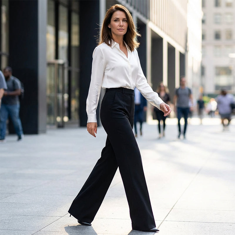Women's High-Waist Straight-Leg Dress Pants with Crease