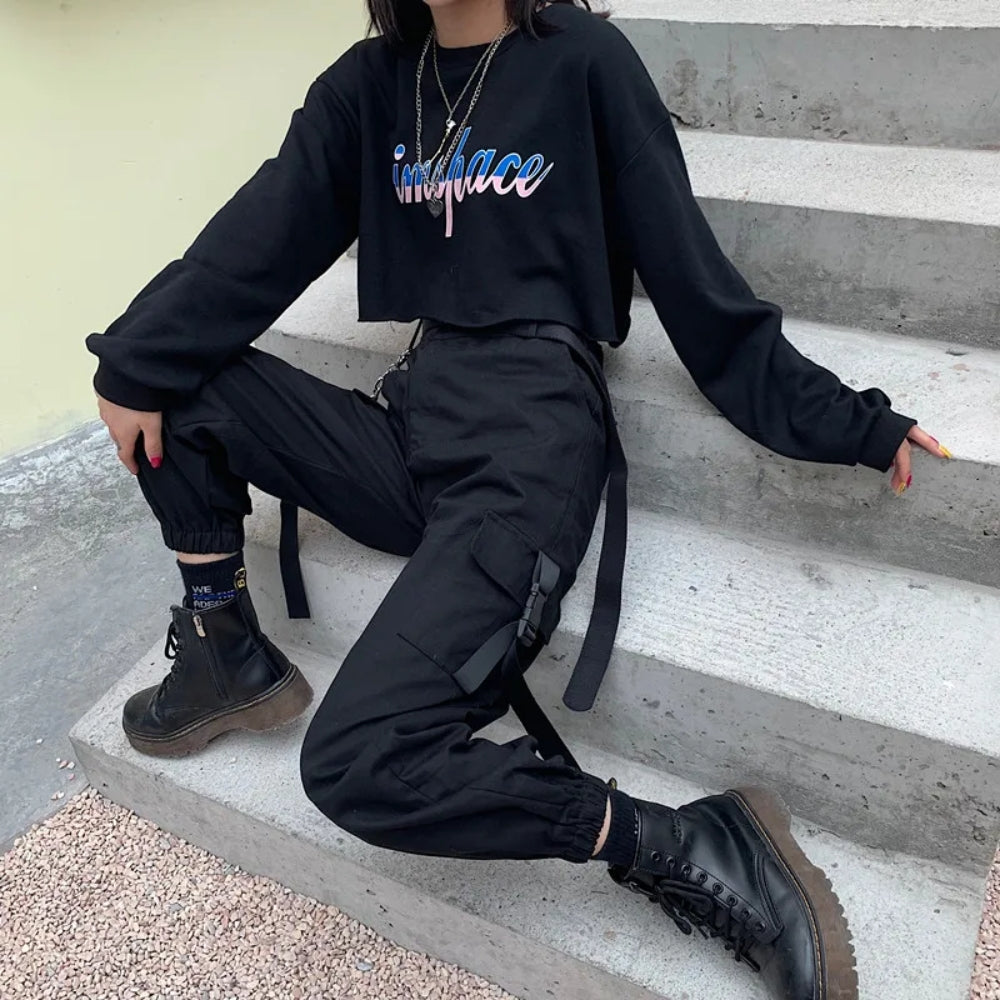 Women's High-Waisted Cargo Pants - Comfortable Everyday Streetwear