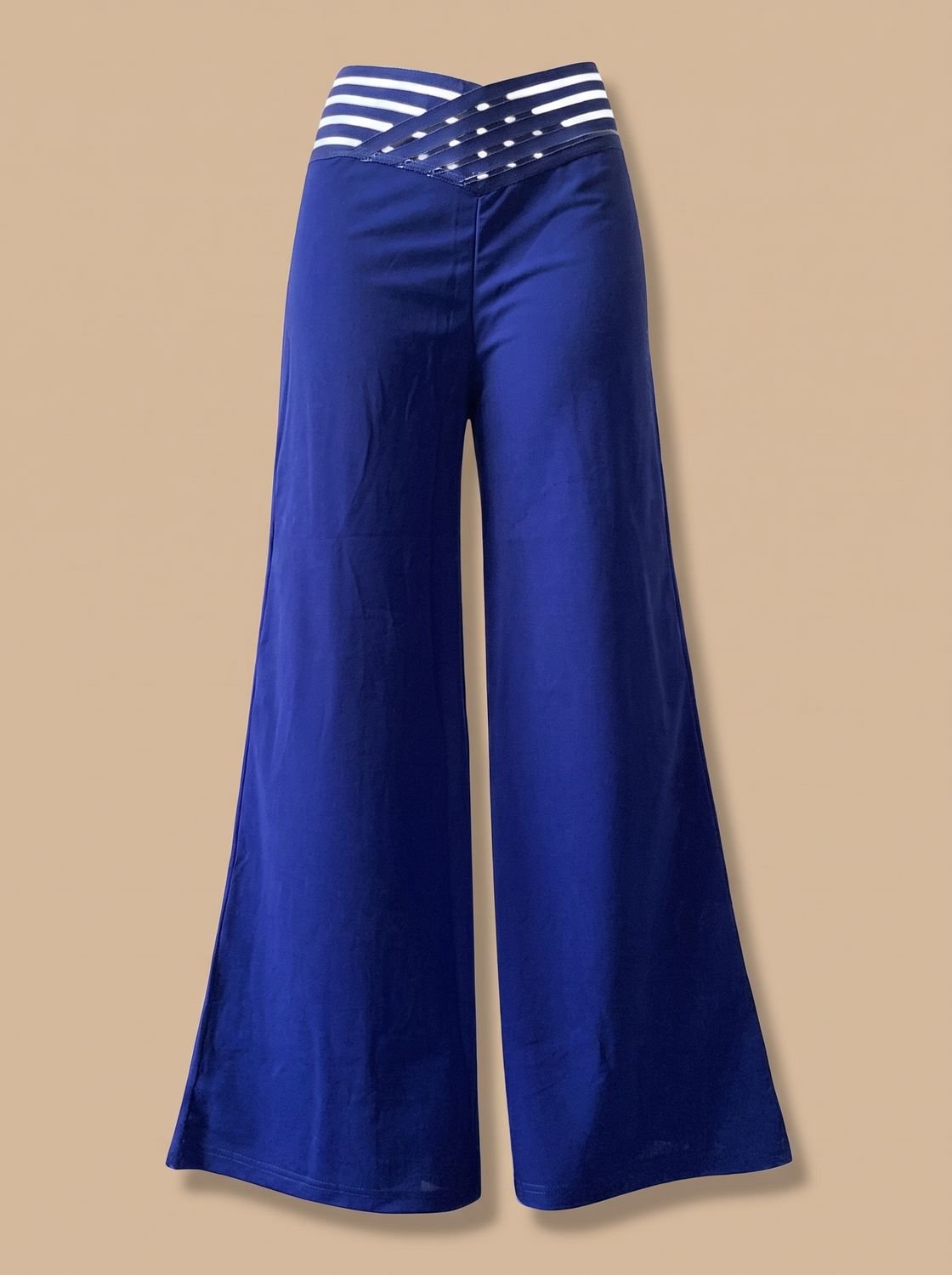 Women's High-Waisted Crossover Waistband Wide-Leg Pants