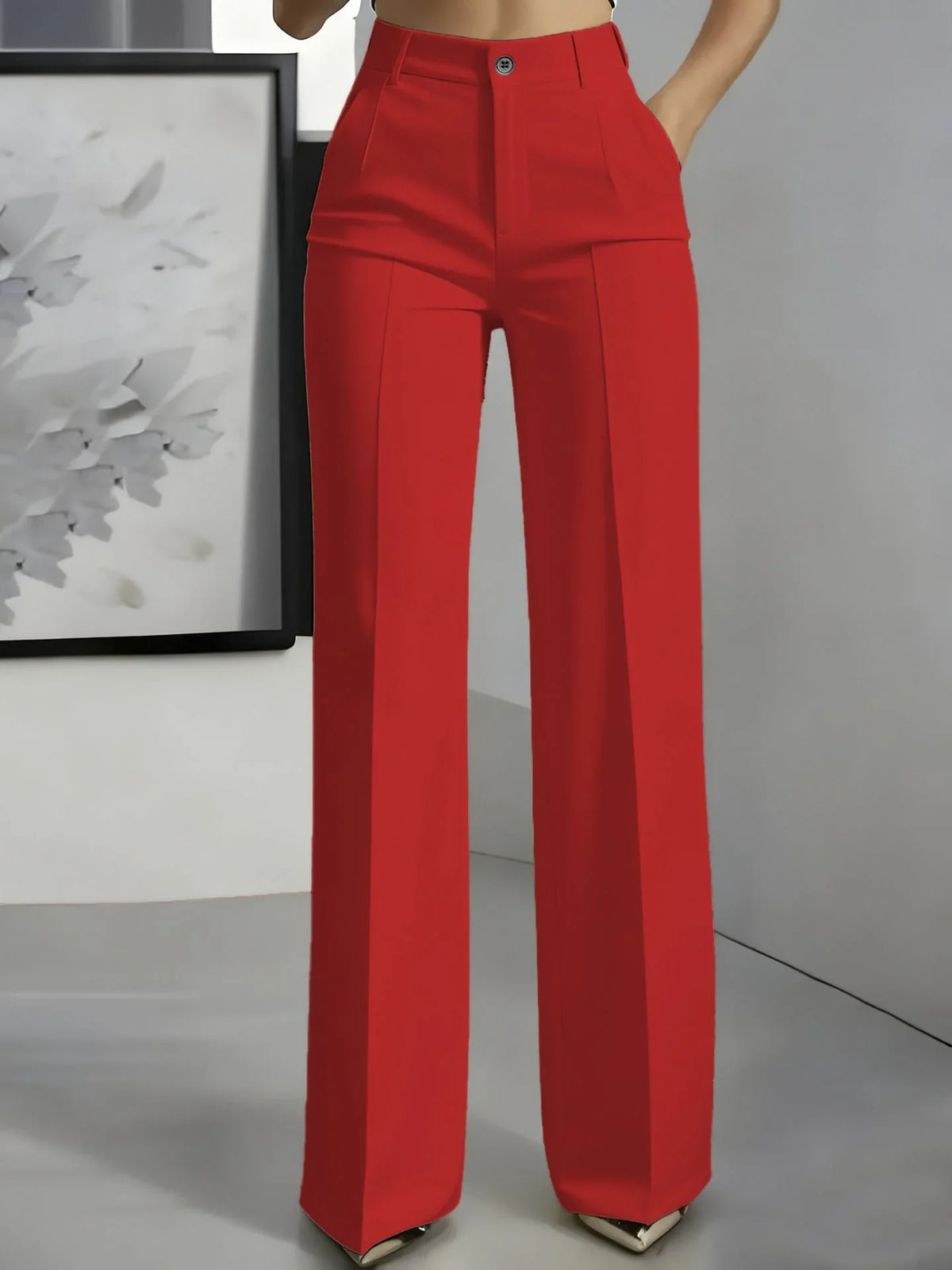 Women's High-Waisted Straight-Leg Tailored Trousers