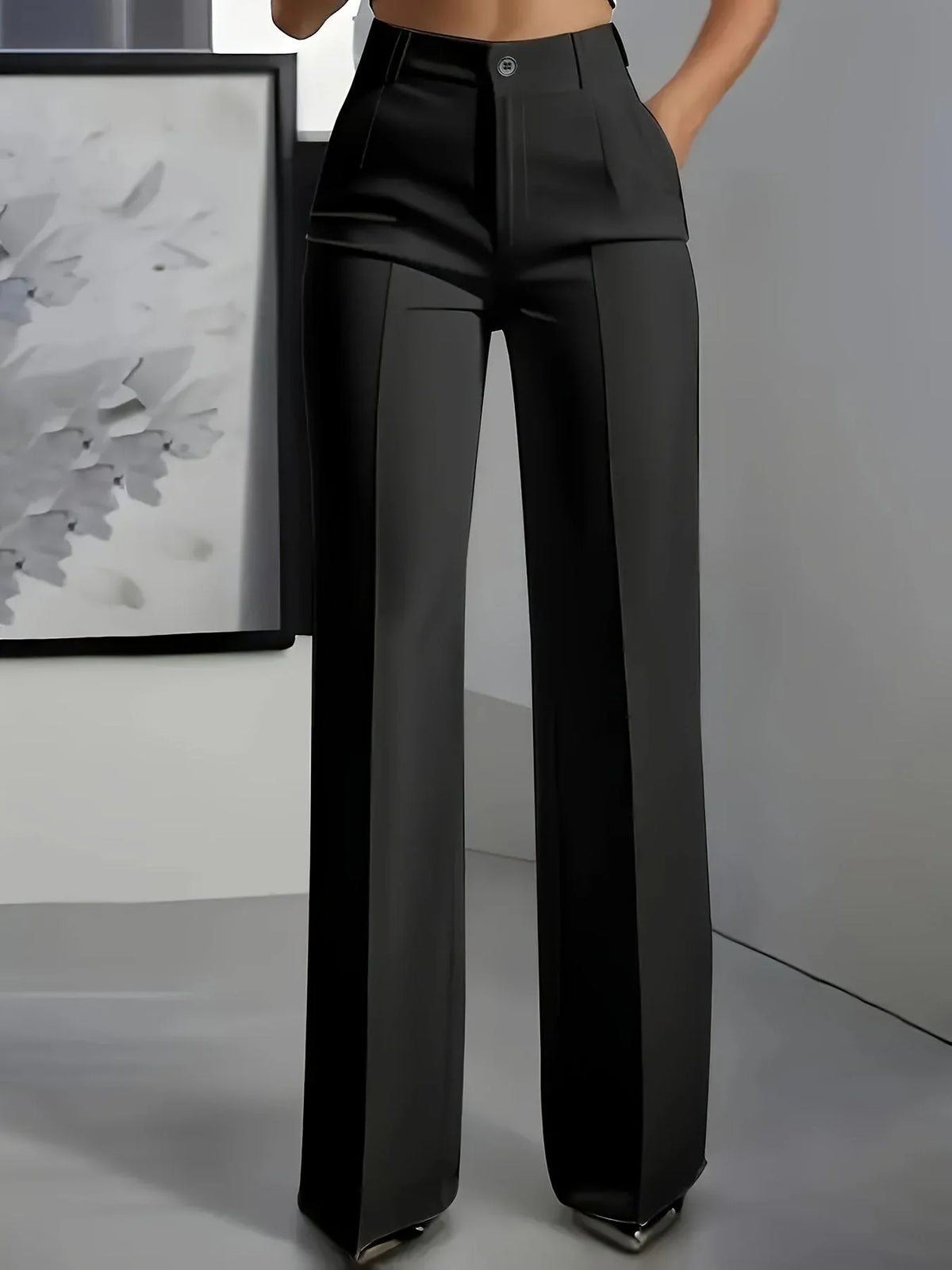 Women's High-Waisted Straight-Leg Tailored Trousers