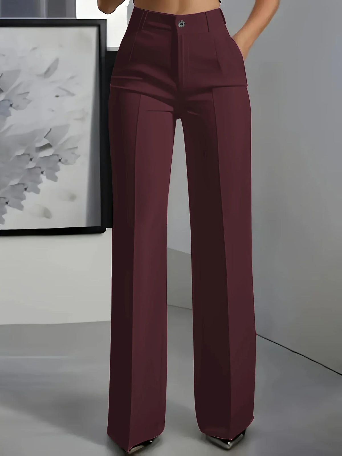 Women's High-Waisted Straight-Leg Tailored Trousers