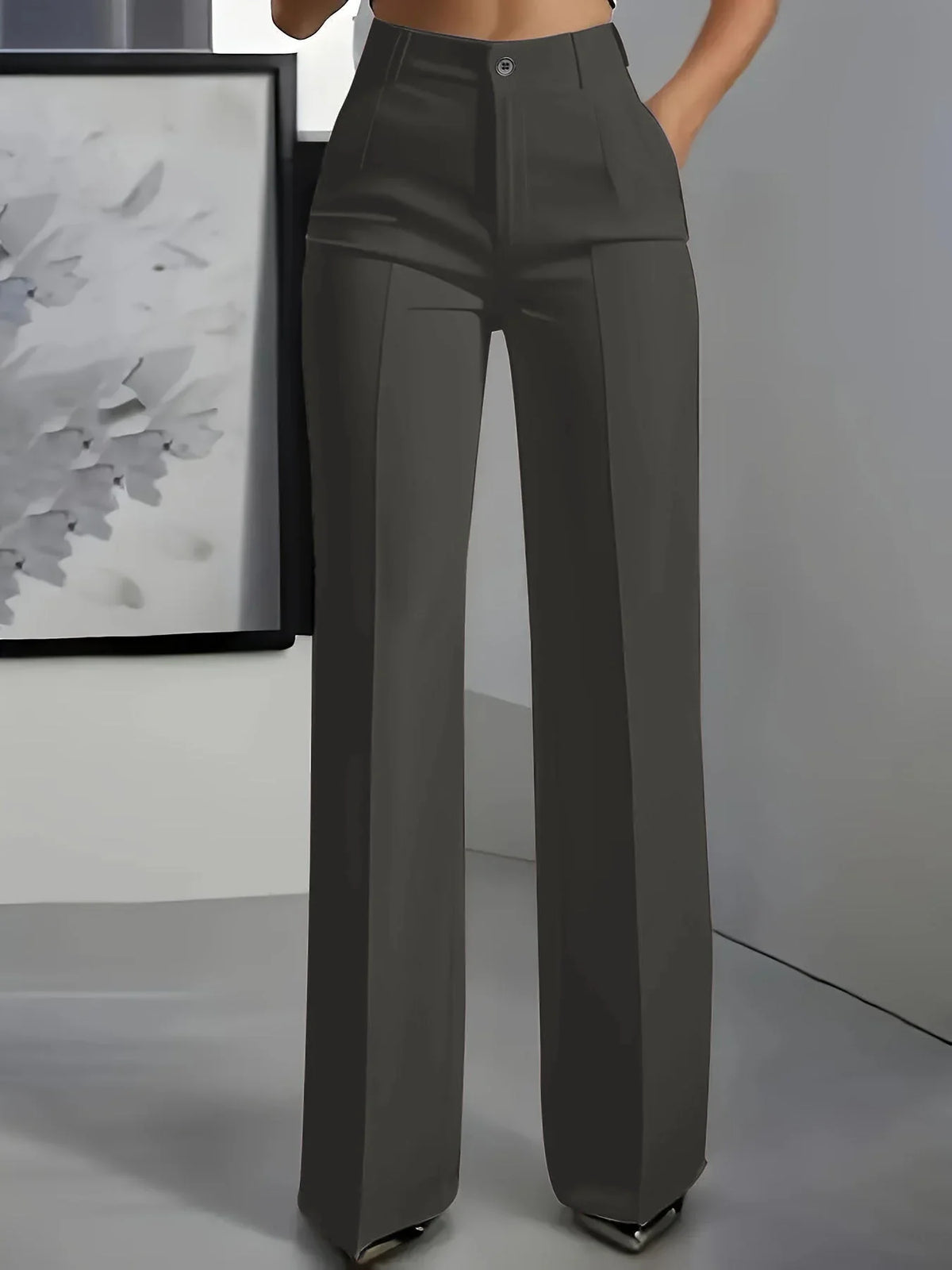 Women's High-Waisted Straight-Leg Tailored Trousers