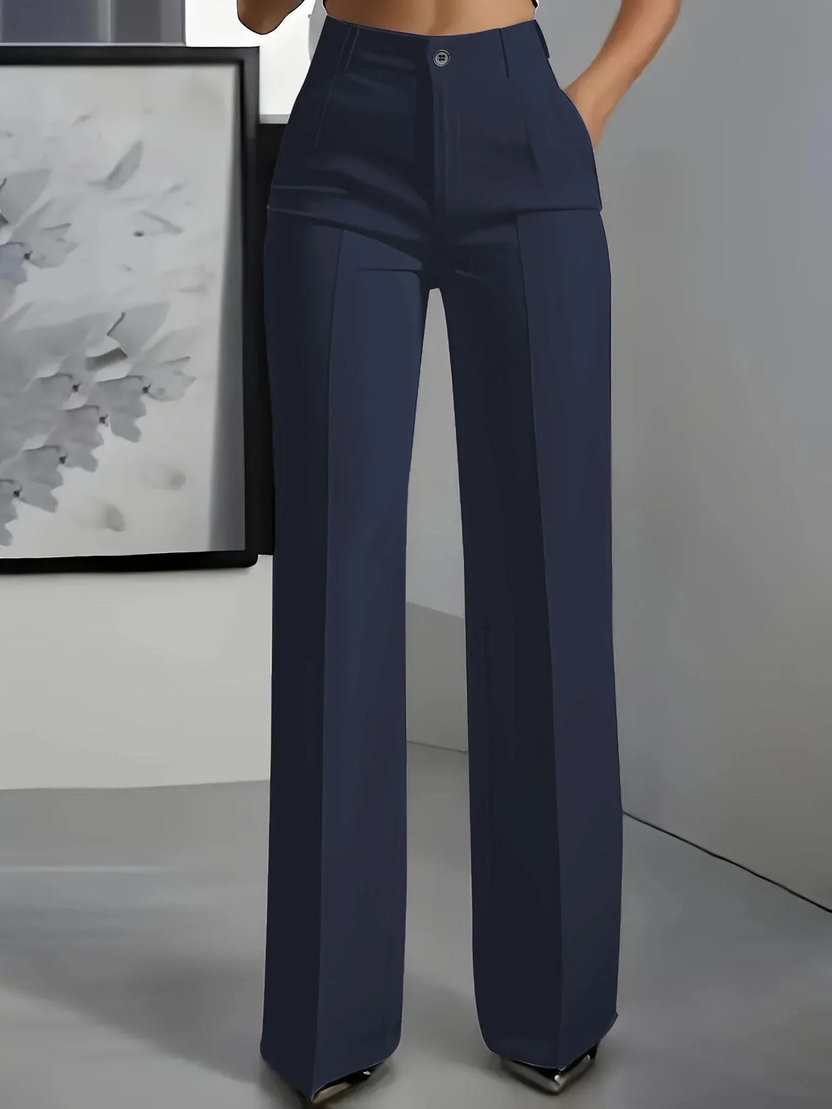 Women's High-Waisted Straight-Leg Tailored Trousers