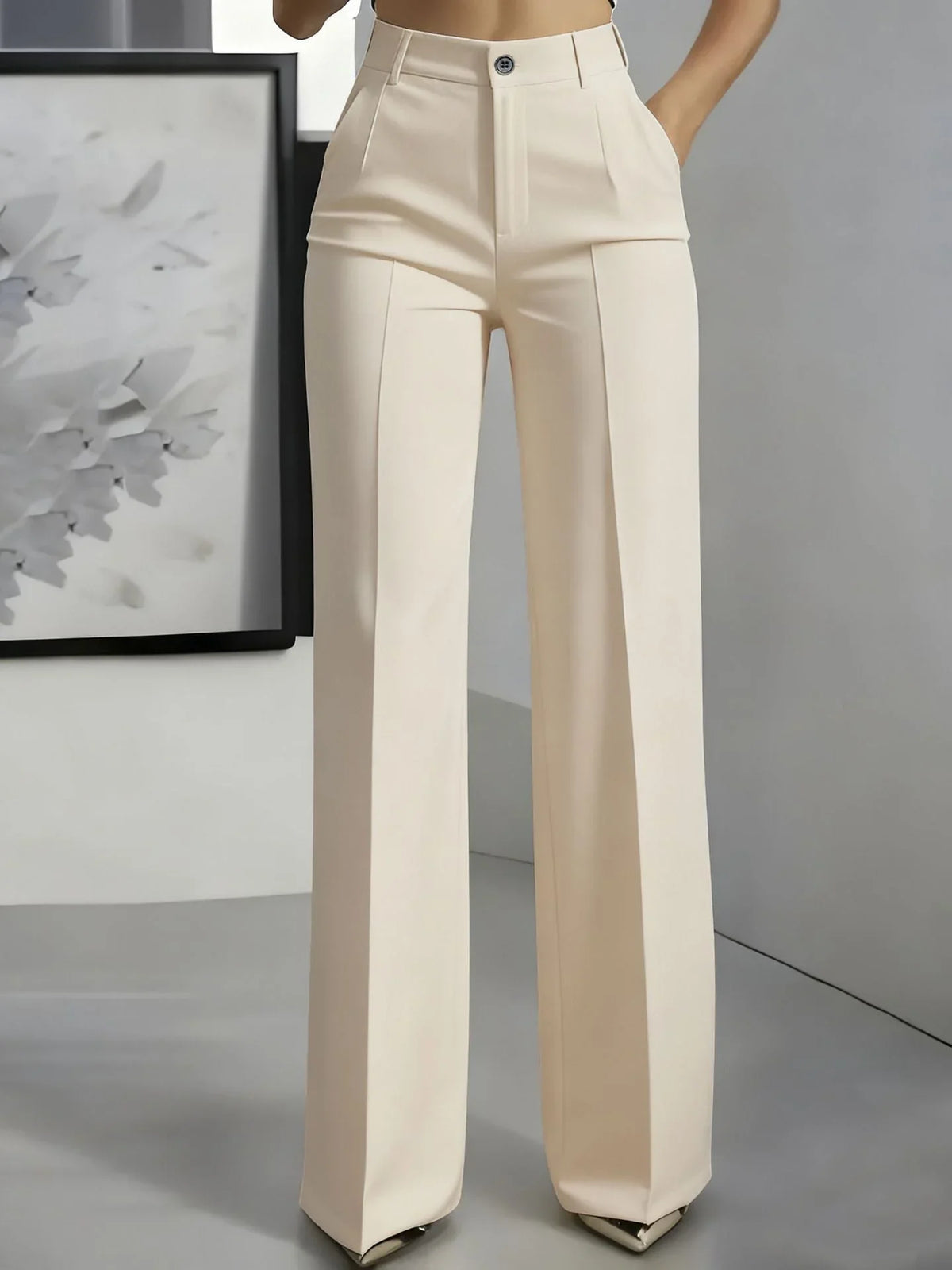 Women's High-Waisted Straight-Leg Tailored Trousers