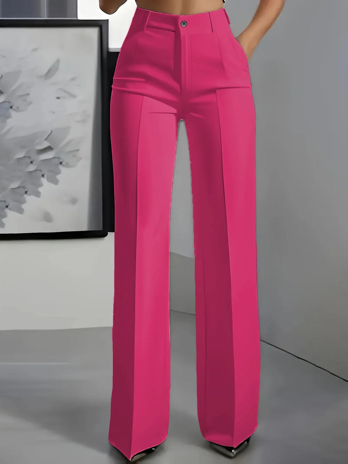 Women's High-Waisted Straight-Leg Tailored Trousers