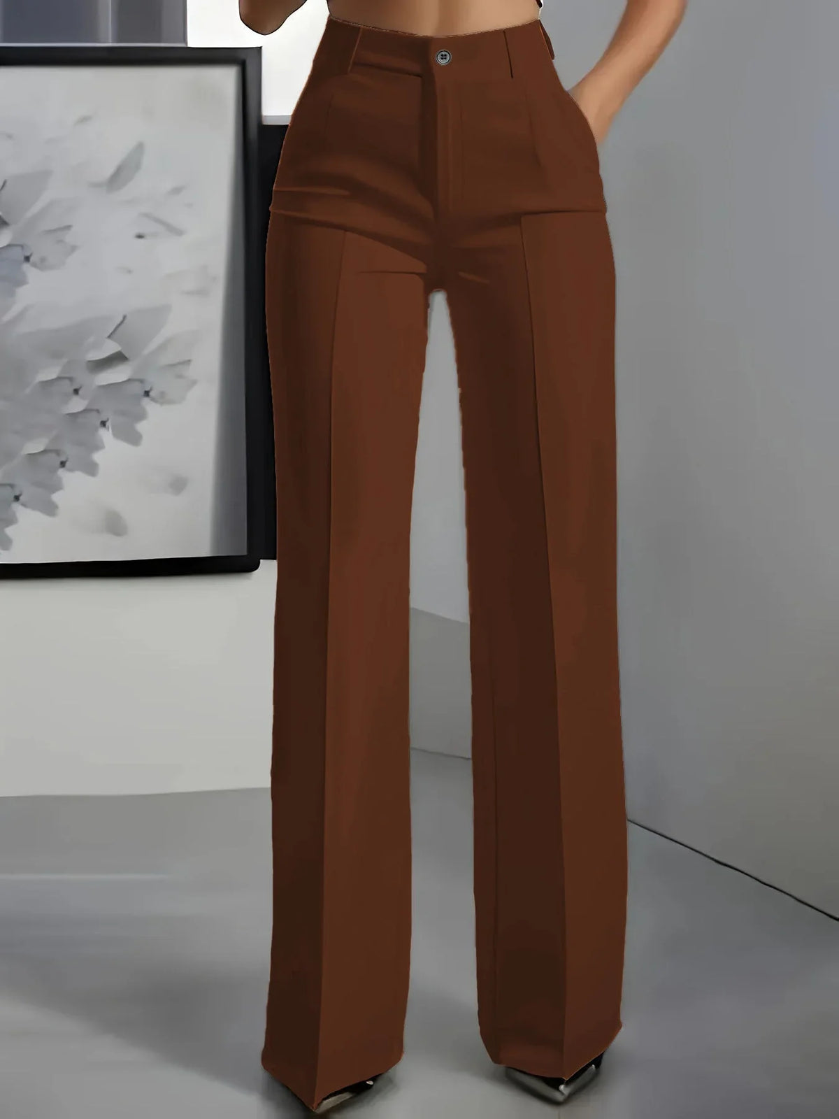 Women's High-Waisted Straight-Leg Tailored Trousers
