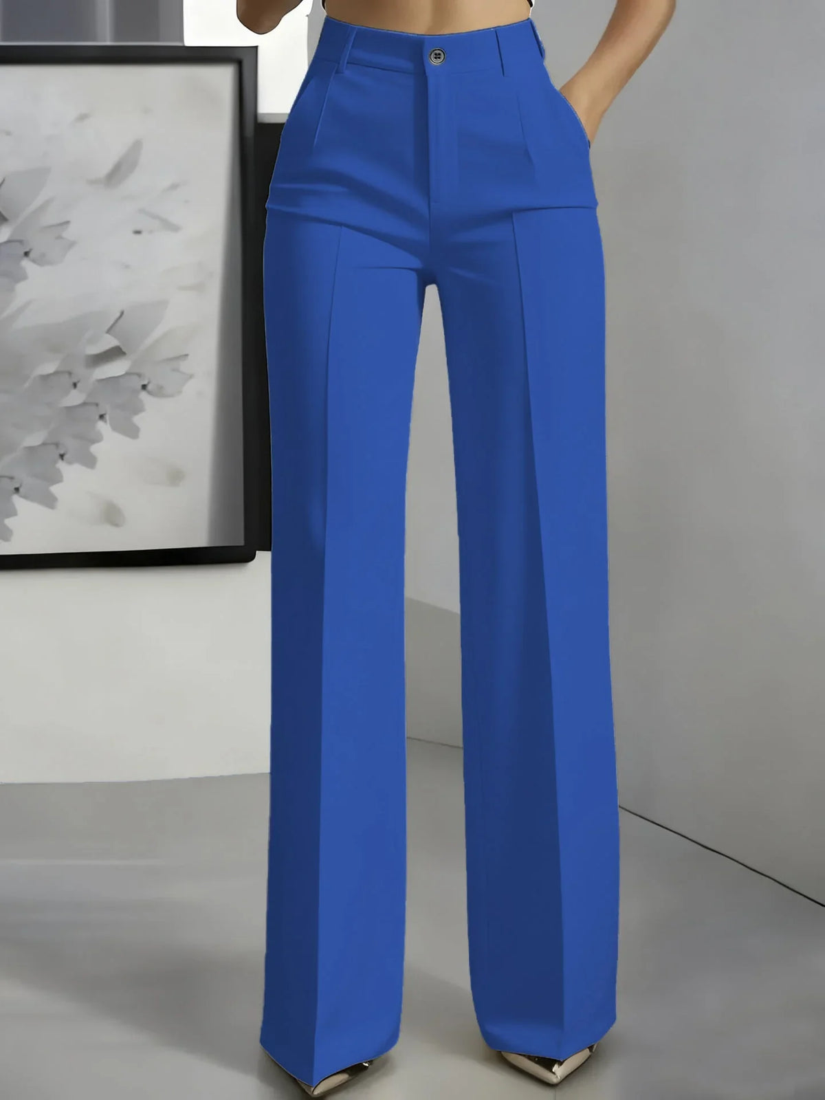 Women's High-Waisted Straight-Leg Tailored Trousers