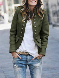 Veste militaire pour femme, longueur aux hanches, avec épaulettes