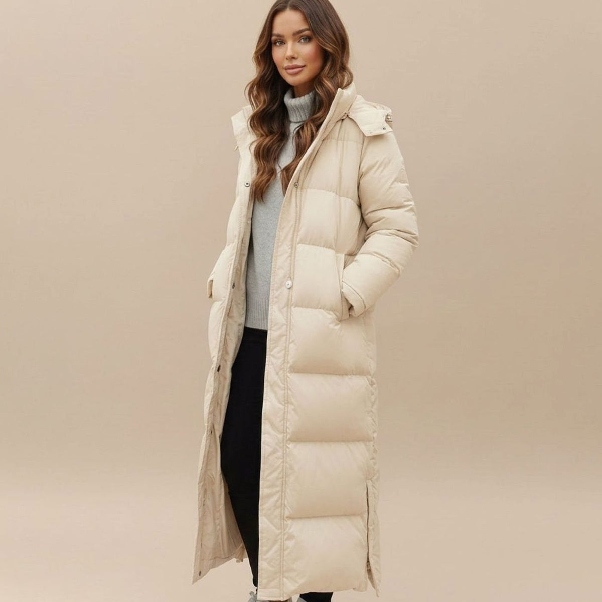 Women's Hooded Maxi Padded Down Puffer Winter Coat
