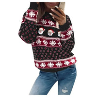 Pull de Noël tricoté pour femme avec imprimé du Père Noël