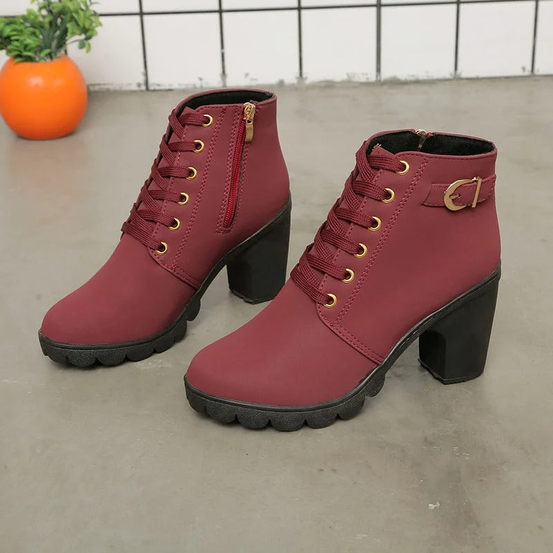 Bottes à lacets pour femme à talon