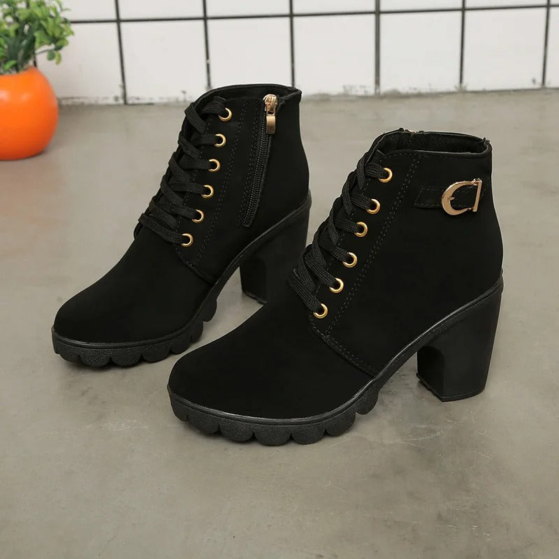 Bottes à lacets pour femme à talon
