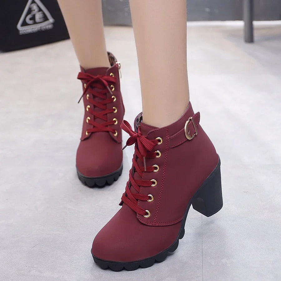 Bottes à lacets pour femme à talon