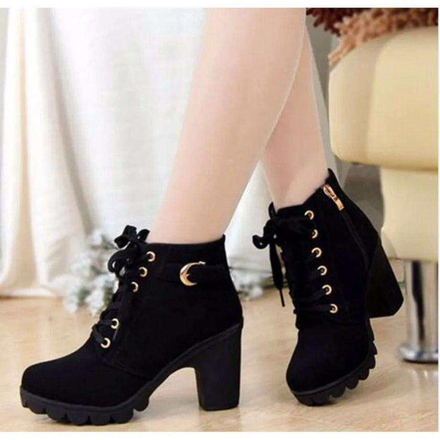 Bottes à lacets pour femme à talon