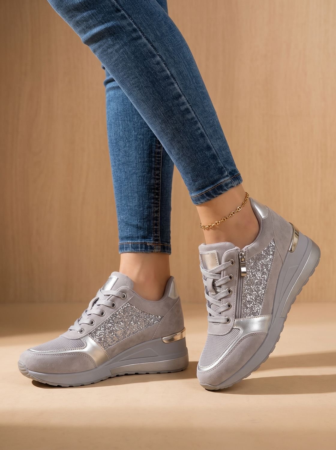 Women's Lace-Up Side-Zip Comfort Platform Sneakers
