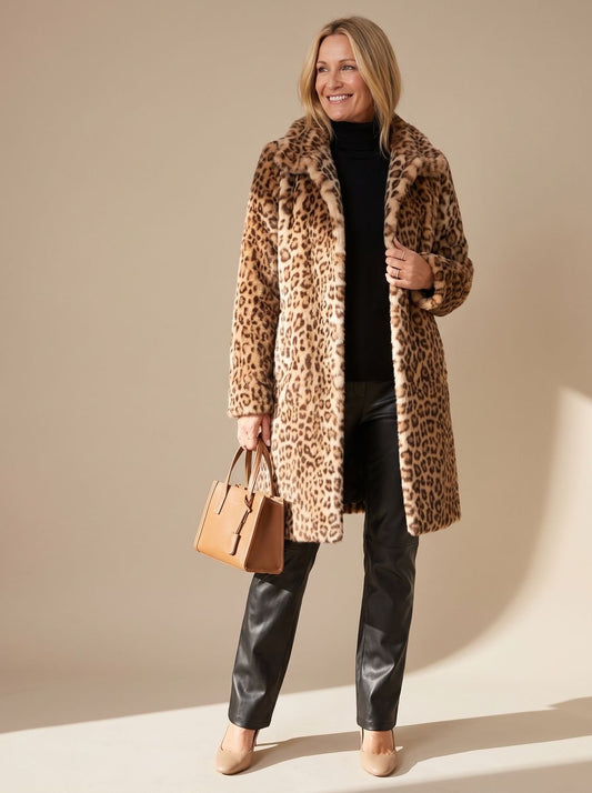 Women's Leopard Print Faux Fur Winter Coat