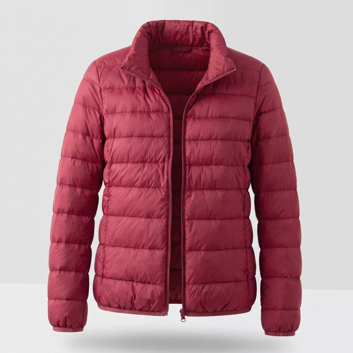 Veste matelassée légère pour femme, garnie de duvet et à col montant