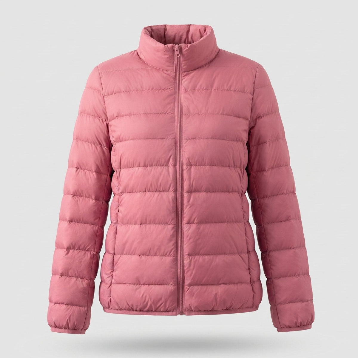 Veste matelassée légère pour femme, garnie de duvet et à col montant