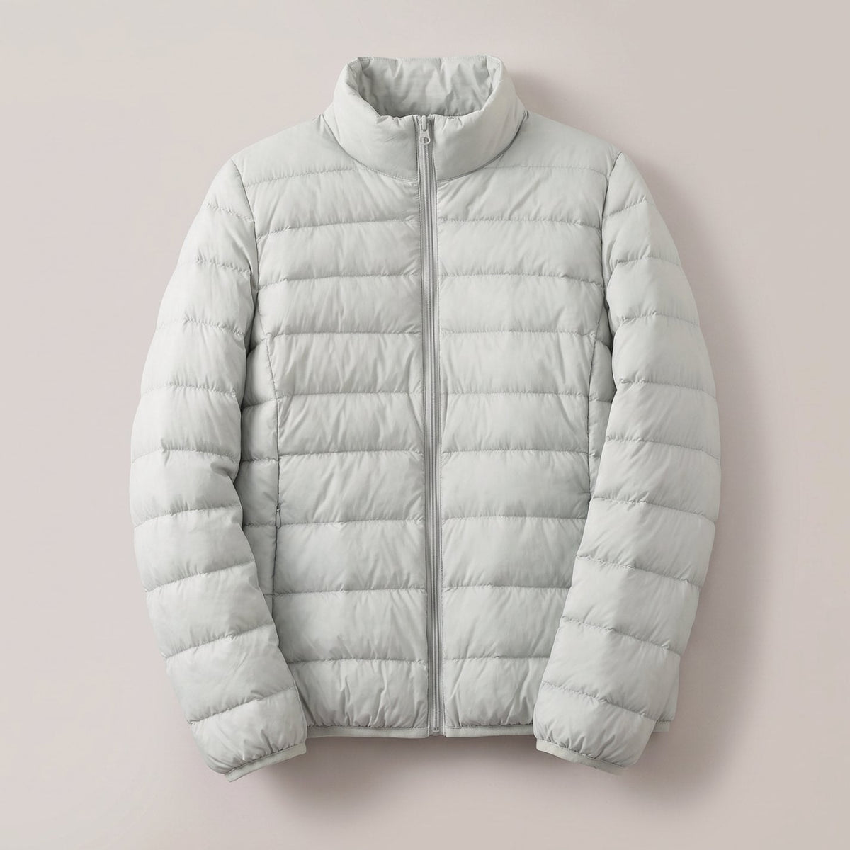 Veste matelassée légère pour femme, garnie de duvet et à col montant