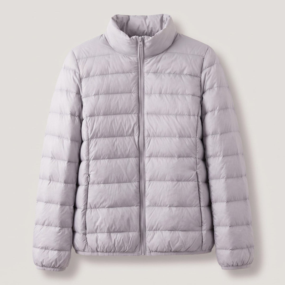 Veste matelassée légère pour femme, garnie de duvet et à col montant