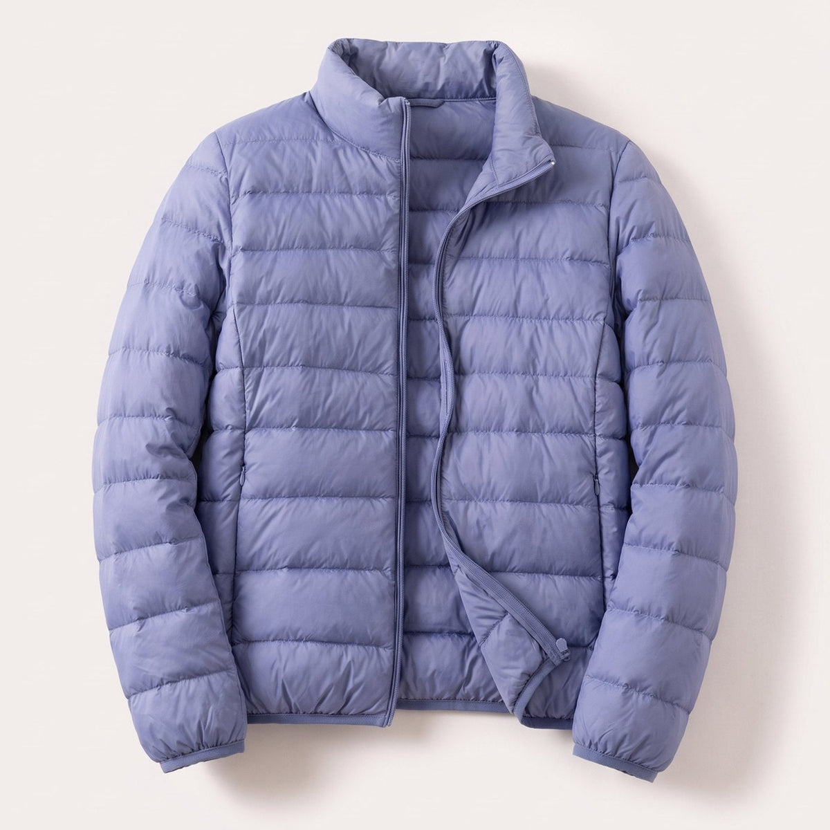 Veste matelassée légère pour femme, garnie de duvet et à col montant