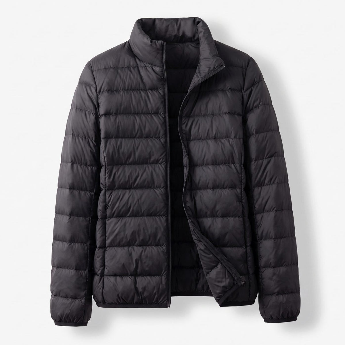 Veste matelassée légère pour femme, garnie de duvet et à col montant