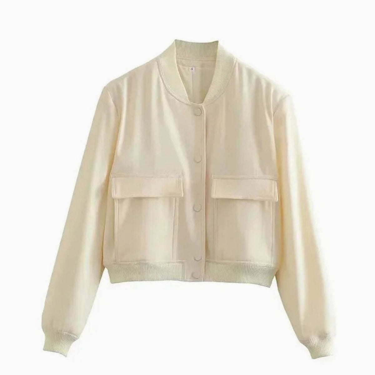 Blouson bomber léger pour femme en similicuir, avec fermeture à boutons-pression sur le devant et poches