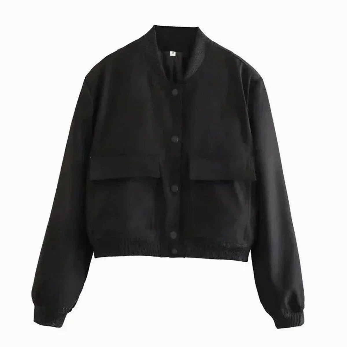 Blouson bomber léger pour femme en similicuir, avec fermeture à boutons-pression sur le devant et poches