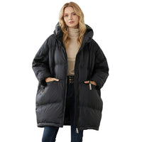 Women's Long Hooded Down Jacket for Winter Use