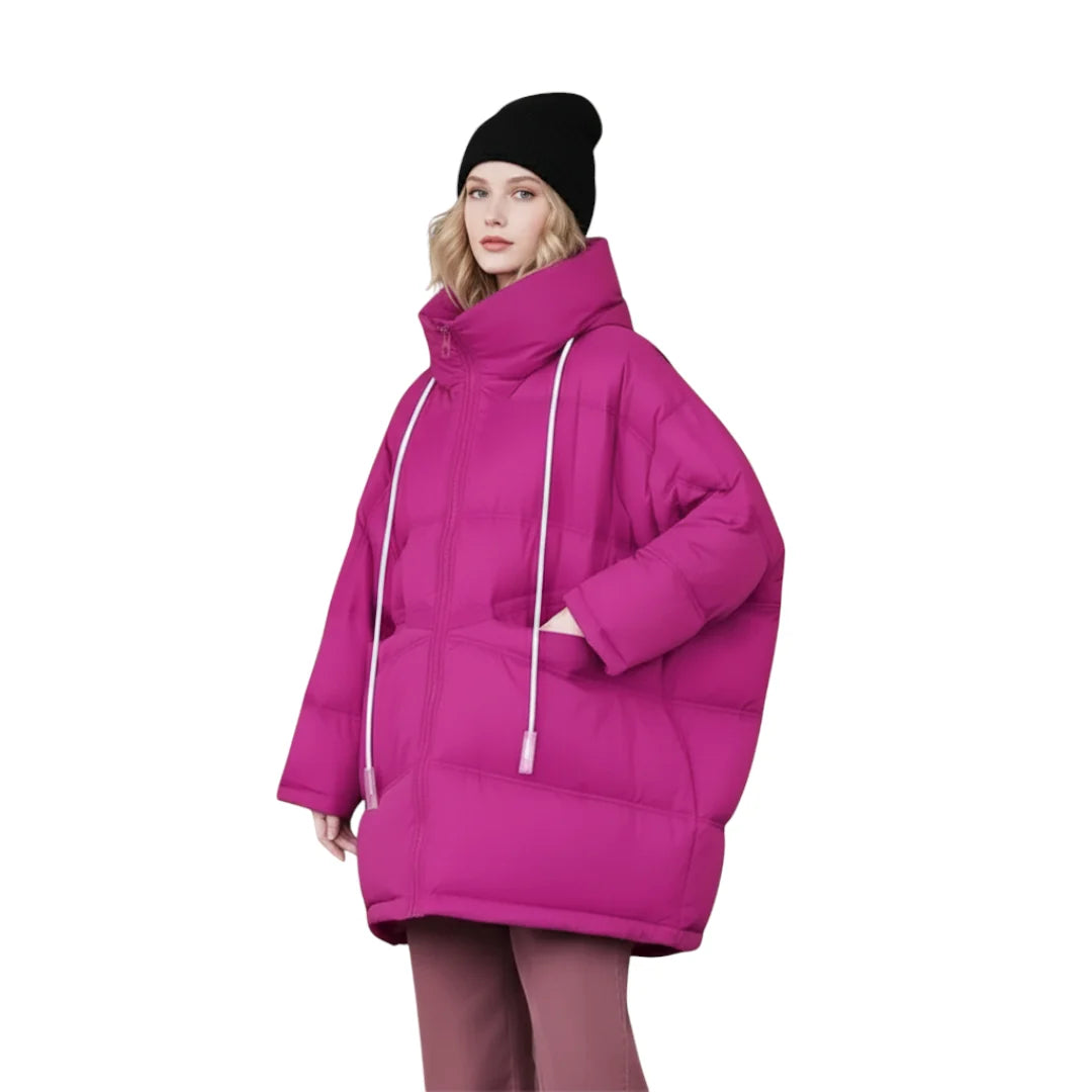 Women's Long Hooded Down Jacket for Winter Use