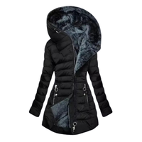 Women's Long Hooded Puffer Coat with Plush Lining