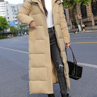 Women's Long Quilted Puffer Winter Coat Zip-Up Maxi Length