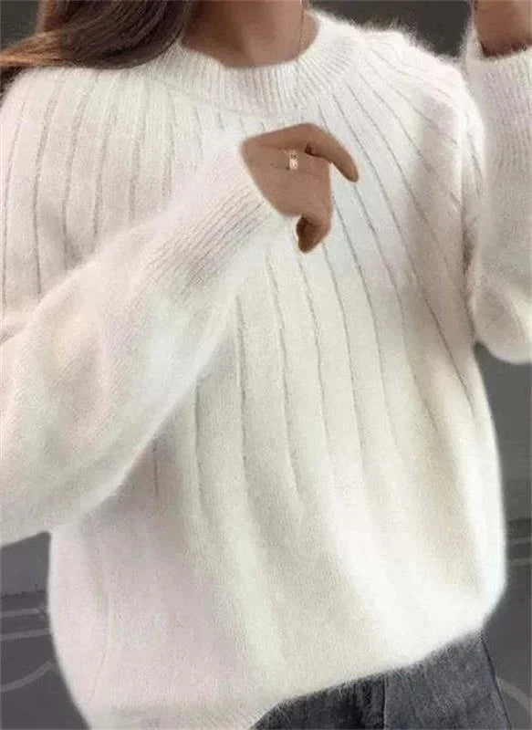 Women's Long-Sleeve Textured Wool-Knit Sweater